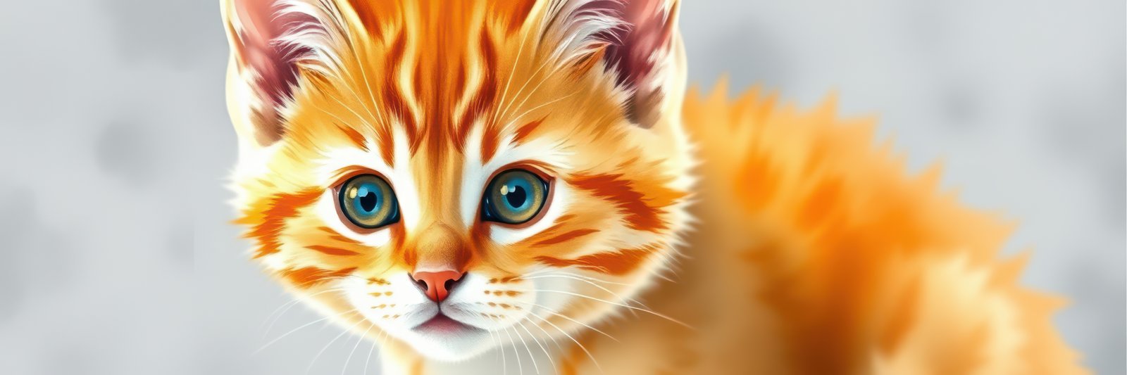 Cute orange kitten with bright blue eyes exploring its surroundings in a cozy indoor setting